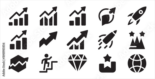 Business partnership icons set illustrating meetings, negotiations, and corporate interactions