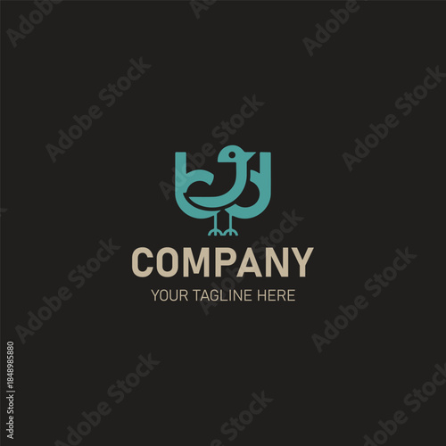 Modern Minimalist Bird Monogram Logo for Company Branding