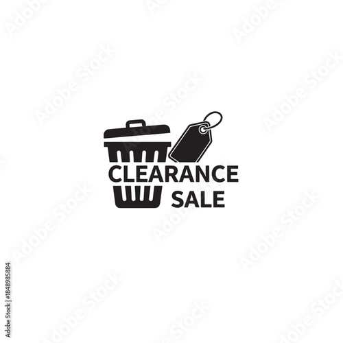 Clearance Sale Shopping Basket with Price Tag Icon