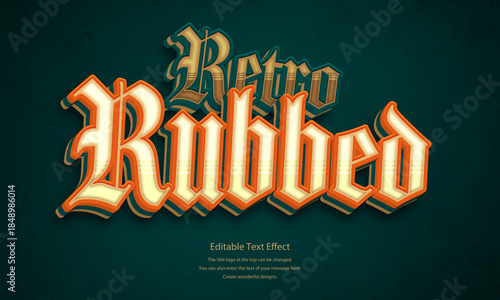 [Editable Text Effect Logo] ”Retro Rubbed  Logo” The title logo style is  A three-dimensional, antique, classic logo style set against a background that has the feel of antique, retro paper texture.