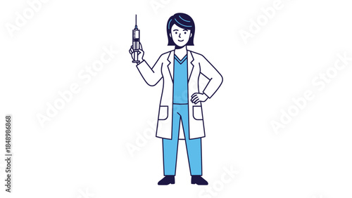 Medical Professional Holding Syringe: A determined medical professional, adorned in professional attire, confidently brandishes a syringe. representing advancements in healthcare.