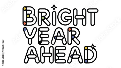 Bright Year Ahead: A visually appealing digital design that represents an exciting start to a new year. A cheerful and vivid representation of the promise and optimism for the upcoming year.