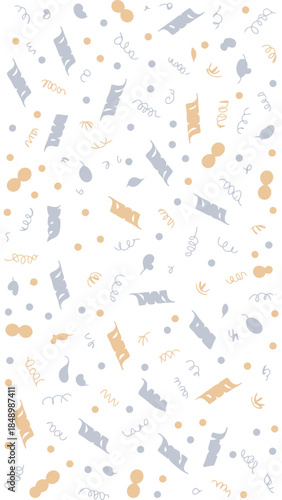 Celebration of Serpentine Confetti: An exuberant array of festive confetti, composed of dynamic serpentine ribbons and playful specks, creating a lively sense of jubilation and merriment.