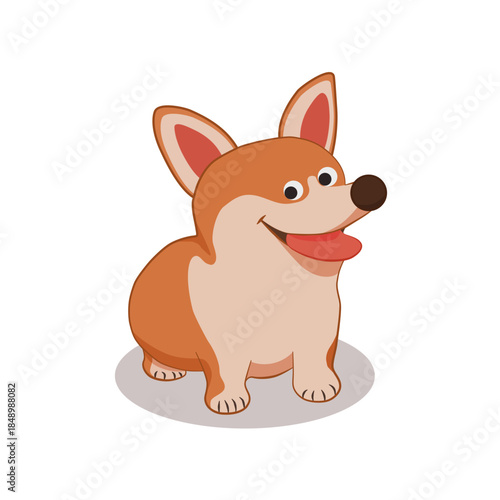 Cute adorable corgi vector illustration. Isolated animal icon. Playful corgi smiling happily, perfect as pet icon for merchandise, banner, pet care business, seamless pattern element.