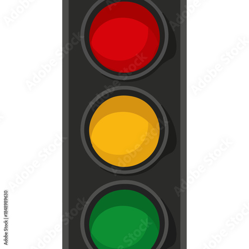 Traffic light showing red yellow and green signals.