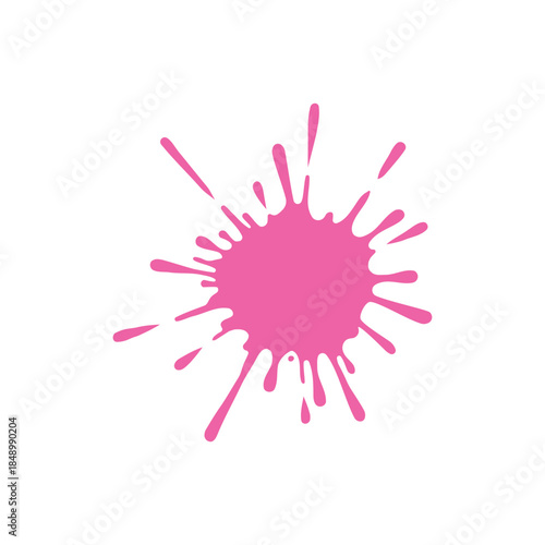 Pink paint splash vector illustration. Vibrant ink splatter blot isolated on white for graphic design and artistic backgrounds.
