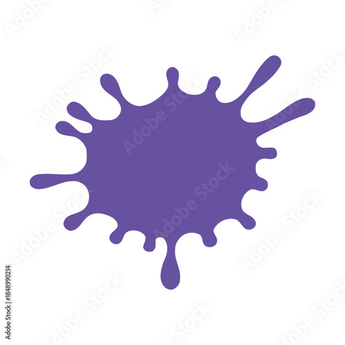 Purple paint splash vector illustration. Vibrant ink splatter blot isolated on white background for creative and modern graphic design elements.