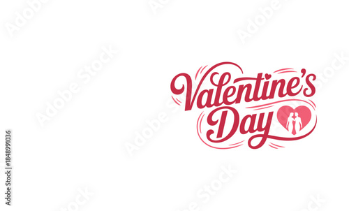 Valentine’s Day Elegant Typography Lettering with Heart Icon Illustration
