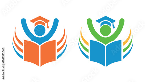 Colorful Education Logos with Graduation