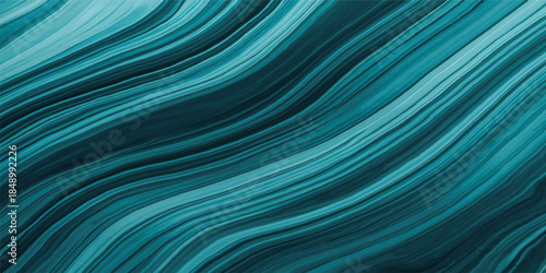 A digital art illustration features an abstract blue background with motion waves and a light textured design creating a curved green pattern backdrop