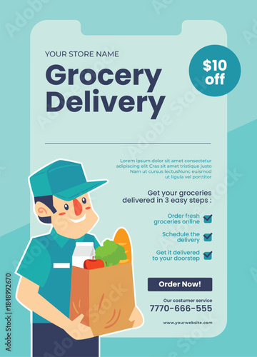Grocery Delivery graphic flyer layout