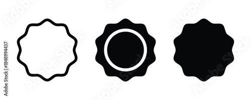 Circle seal stamp lace. Certificate Badge. Sun icon vector. Stamps vector icon isolated