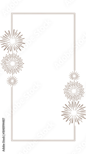Elegant Celebration Frame: A vertical composition showcases an elegant frame adorned with stylized bursts of light, ideal for adding a touch of festivity and sophistication to any design or layout.