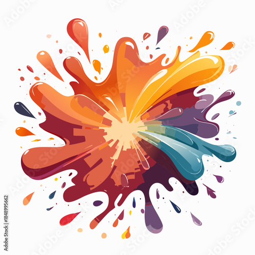Colorful paint splash with vibrant hues and dynamic design on white background.