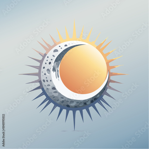 Stylized sun and moon illustration with a gradient background.