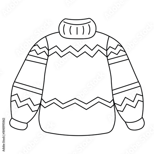 Doodle knitted sweater drawn outline vector illustration