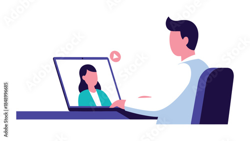 Online Connection: Illustration of individuals engaged in a digital meeting, highlighting the seamless integration of technology and the power of virtual communication