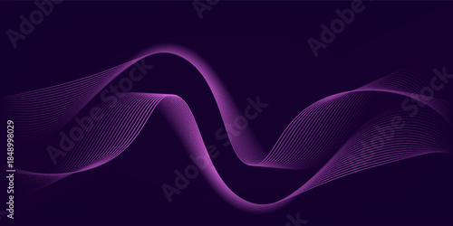 Wave sound line, abstract lines background, graphic thin curves design element, elegant tech flow backdrop