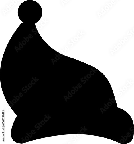 A set of Black Santa Claus silhouettes for festive Christmas designs. group collection three Santa Claus head silhouettes with beards and sunglasses Christmas. isolated on transparent background.