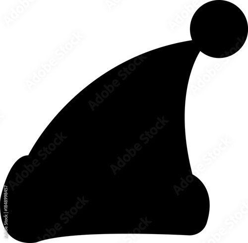 A set of Black Santa Claus silhouettes for festive Christmas designs. group collection three Santa Claus head silhouettes with beards and sunglasses Christmas. isolated on transparent background.