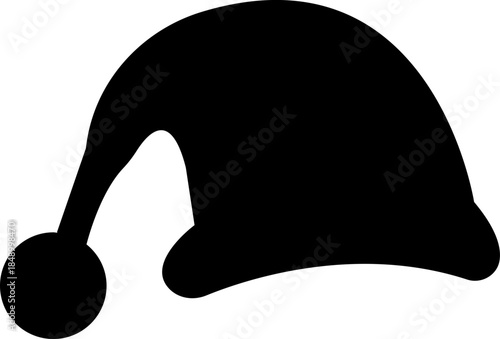 A set of Black Santa Claus silhouettes for festive Christmas designs. group collection three Santa Claus head silhouettes with beards and sunglasses Christmas. isolated on transparent background.