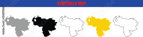Map of Venezuela with highlighted regions and outlines