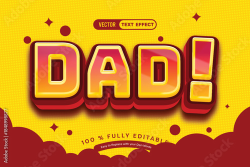 3D Red Dad Editable Text Effect