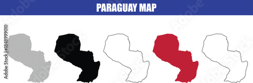 Paraguay Map Outline with Regions Highlighted