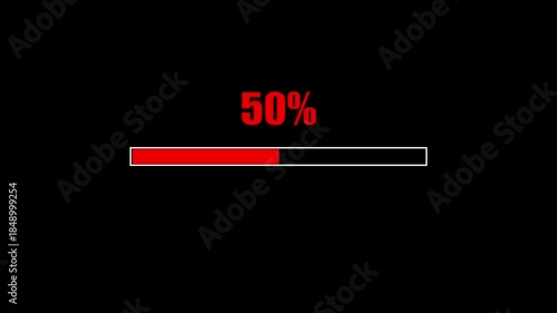 30 Percent Loading Bar with Red Progress on Black background 4k animation video 