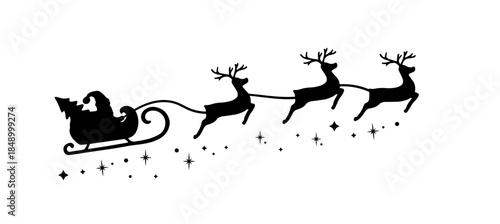 Flying deer silhouette christmas. Reindeer Flying Image vector illustration.