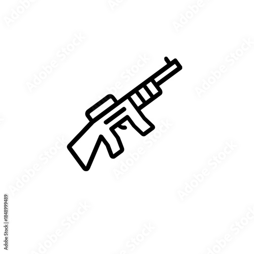 The simple outline icon resembles a minimalist assault rifle