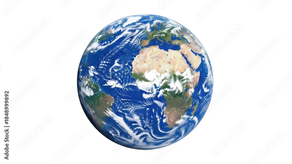 Fototapeta premium Isolated globe showcasing continents Africa and South America, climate, and weather