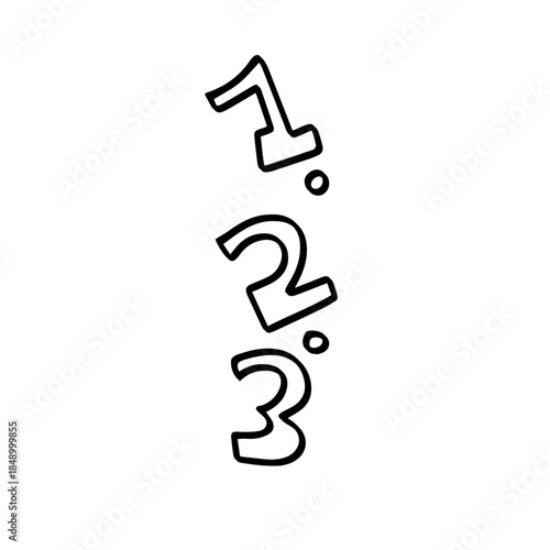 Vertical Numbers 1, 2, and 3