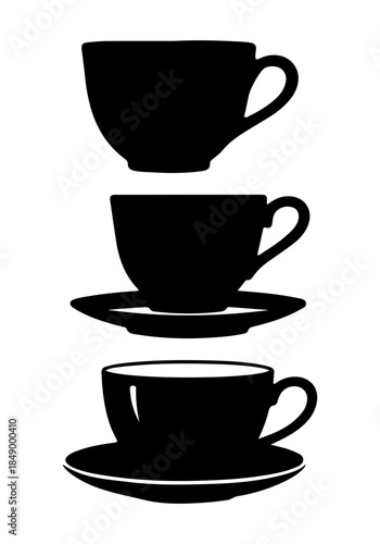 Tea cup silhouette, hot teacup vector art, teacup silhouette, cup of tea set vector