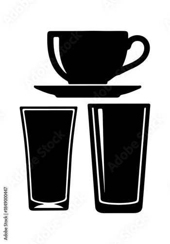 Tea cup silhouette, hot teacup vector art, teacup silhouette, cup of tea set vector