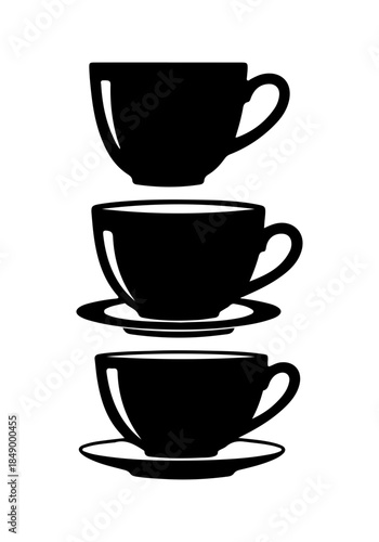 Tea cup silhouette, hot teacup vector art, teacup silhouette, cup of tea set vector