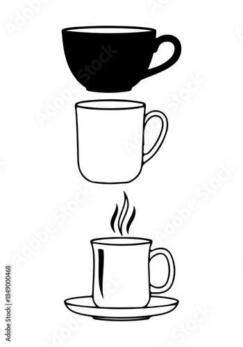 Tea cup silhouette, hot teacup vector art, teacup silhouette, cup of tea set vector