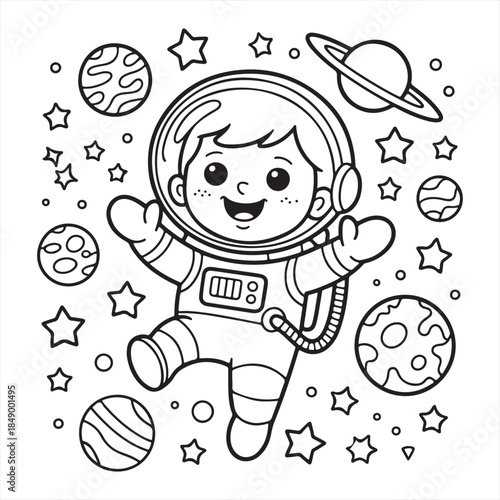 Happy astronaut in space