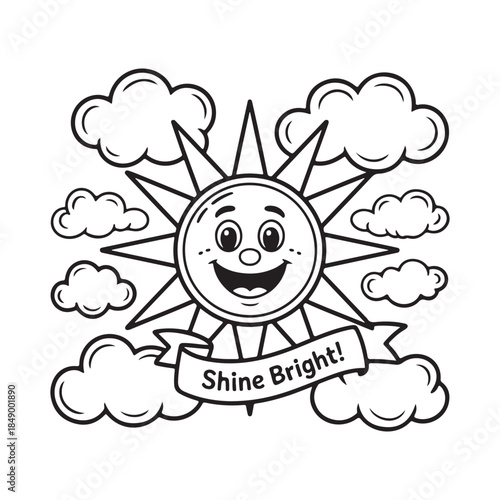 Cheerful sun shining brightly
