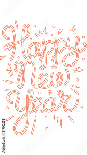 Joyous New Year Wishes: A celebratory typographic design radiates a sense of new beginnings, excitement, and a hopeful outlook for the upcoming year. 