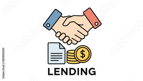 Handshake over lending agreement with money and documents