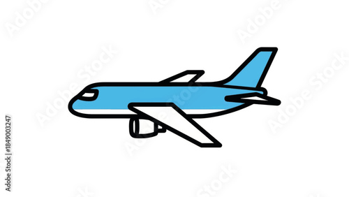 Airplane flat design vector illustration. Passenger jet aircraft icon for travel and transportation. Cartoon style flight symbol isolated