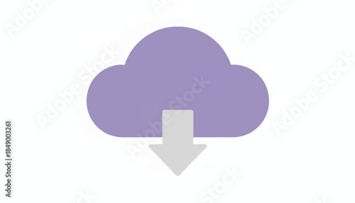 Cloud download vector icon. Flat design symbol for data storage and internet. Minimalist illustration isolated on white background