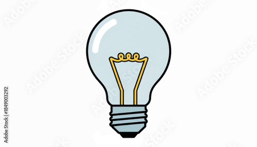 A simple light bulb icon representing an idea. Flat cartoon vector illustration. Symbol of innovation, creativity, and energy isolated on a white background