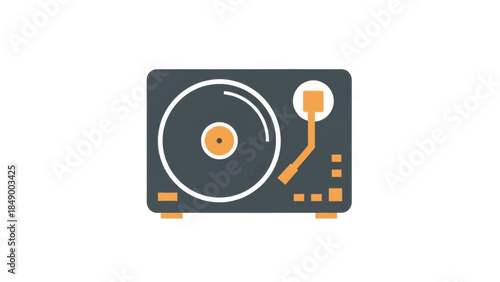 A retro turntable vector icon. Flat design illustration of a record player for music and DJ concepts. Minimalist audio equipment graphic
