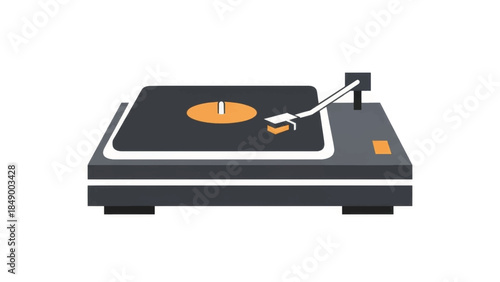 Retro turntable vector illustration. Minimalist flat design record player icon. Vintage music and audio equipment graphic isolated on white background.