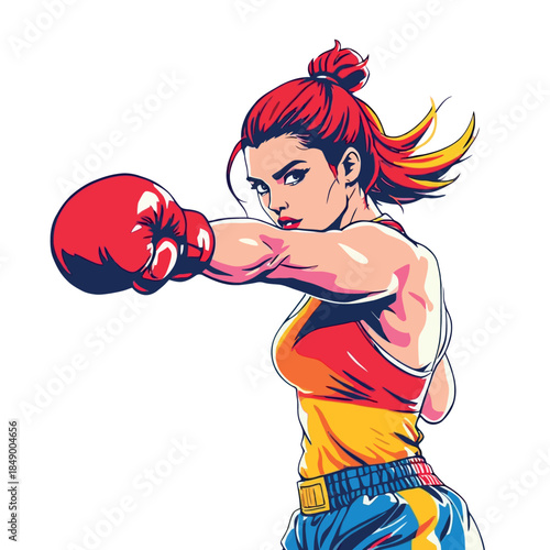 Vsai woman boxer throwing a punch illustrating empowerment and strength