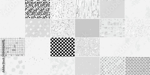 Abstract composition of nine squares with varied textures and grayscale tones