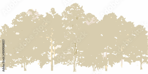 A minimalist illustration of a cluster of trees with subtle color variations