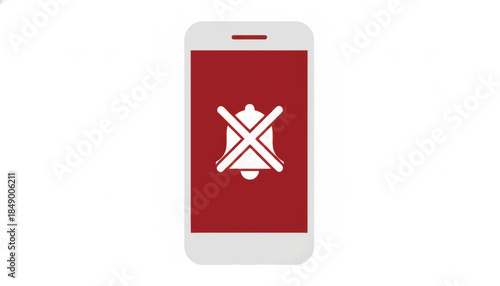 Smartphone with no notification bell icon. Silent mode and do not disturb concept. Flat design vector illustration
